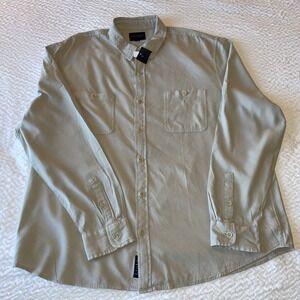 Lucky Brand Mens XXL Tan Khaki Long Sleeve Button‎ Down Shirt 7MP4LM01 NWT